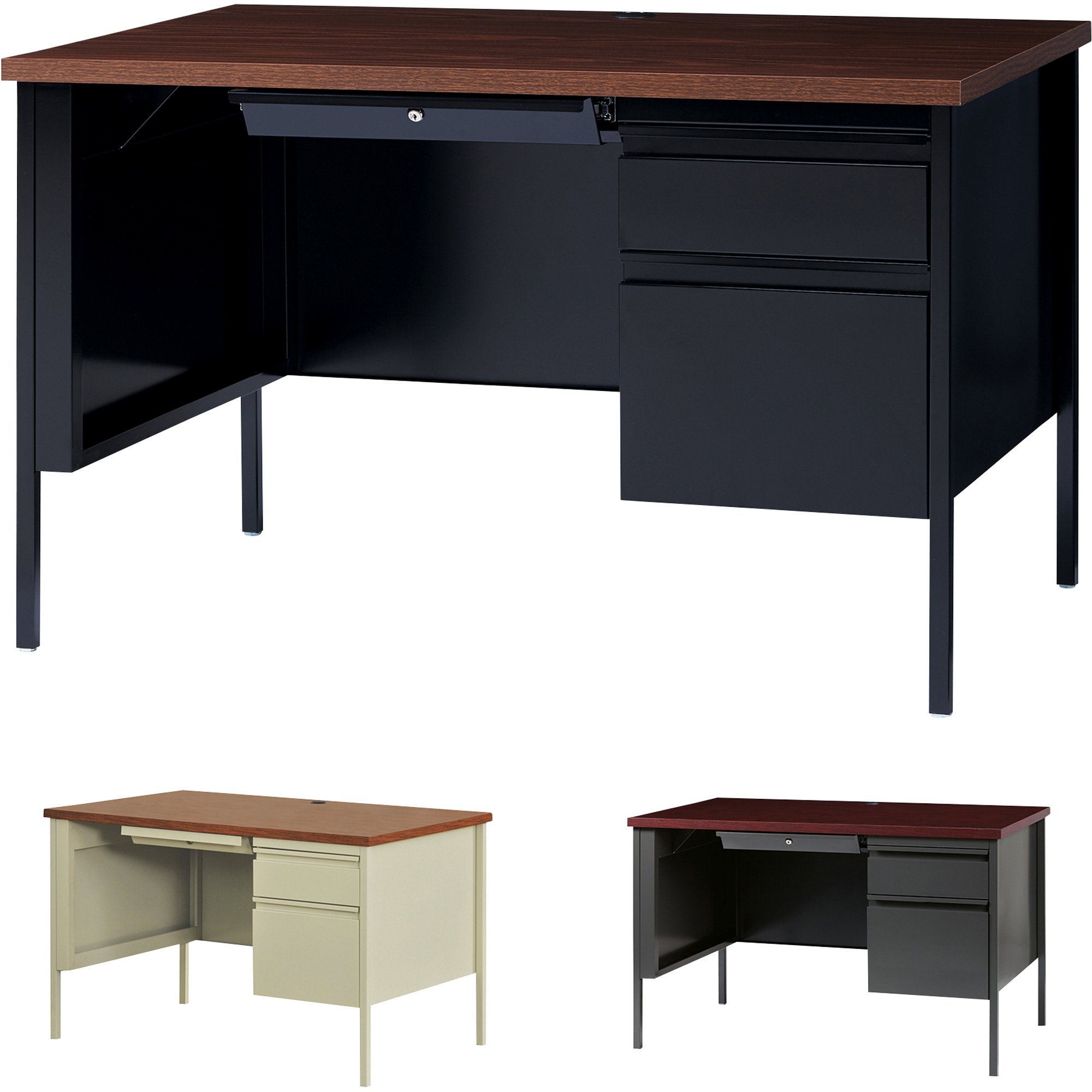 Hirsh Industries Traditional Pedestal Desk — 48in.W x 30in.D x 29 1/2in.H